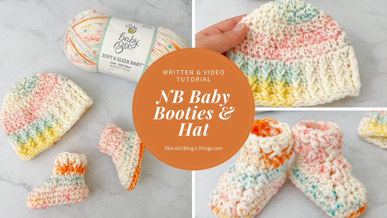 Newborn Hat & Booties Crochet Pattern - Free Crochet Pattern -  OkieGirlBling'n'Things